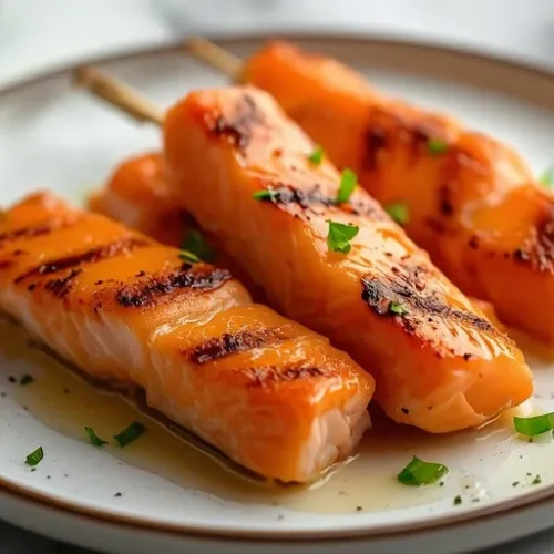 Garlic Butter Grilled Salmon Skewers recipe