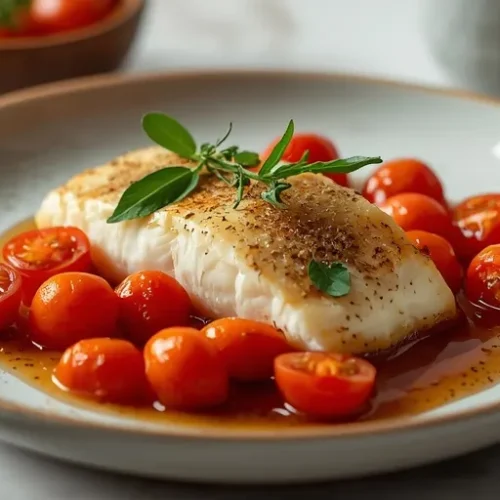oven roasted sea bass with cherry tomatoes recipe