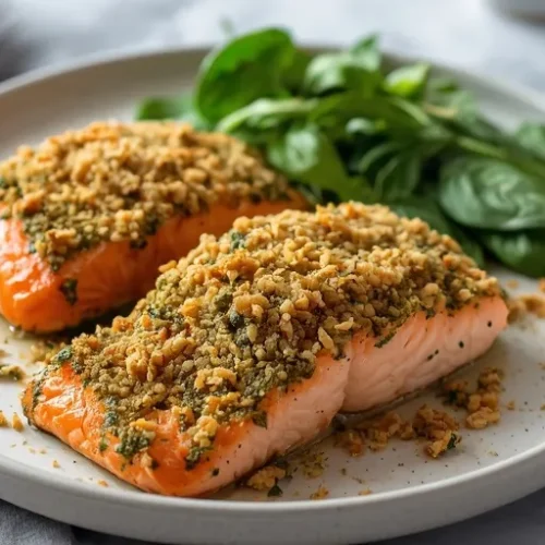 pesto crusted oven salmon recipe