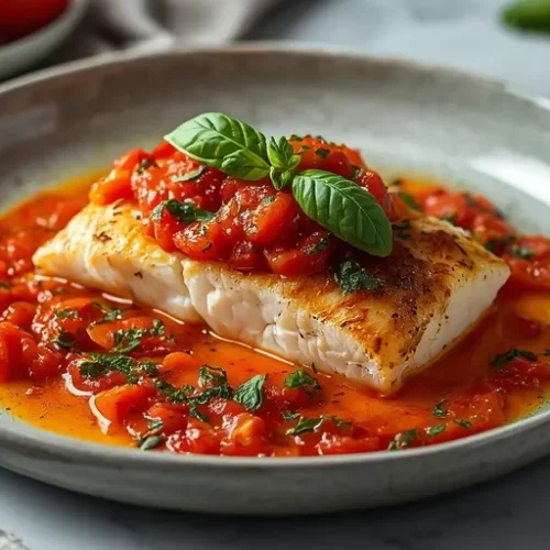 Baked Cod with Tomato Basil Sauce recipe