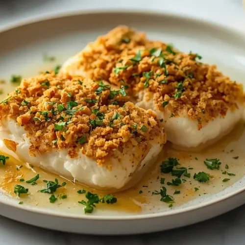 Baked Flounder with Crispy Herb Topping recipe