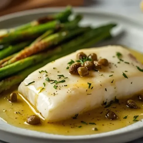 Baked Halibut with Lemon Caper Butter recipe