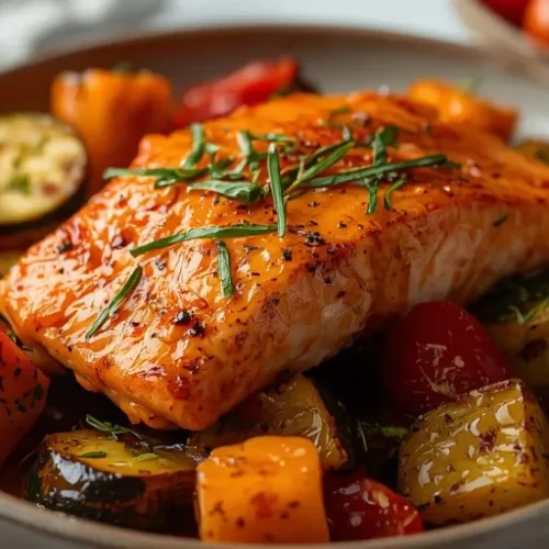 baked hot honey salmon sheet pan recipe