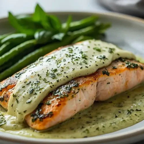 Skillet Creamy Pesto Salmon recipe
