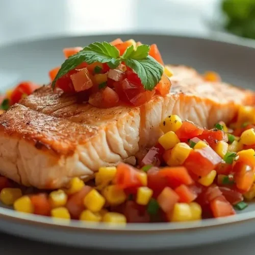 Oven Roasted Salmon with Corn Tomato Salsa recipe