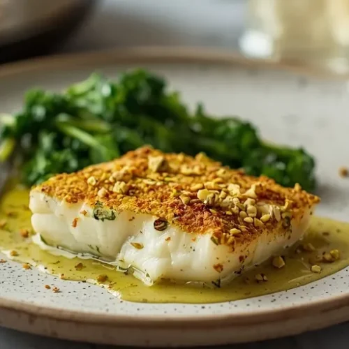 Pistachio Herb Crusted Oven Cod recipe