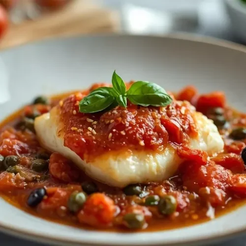 Skillet Mediterranean Cod Puttanesca recipe