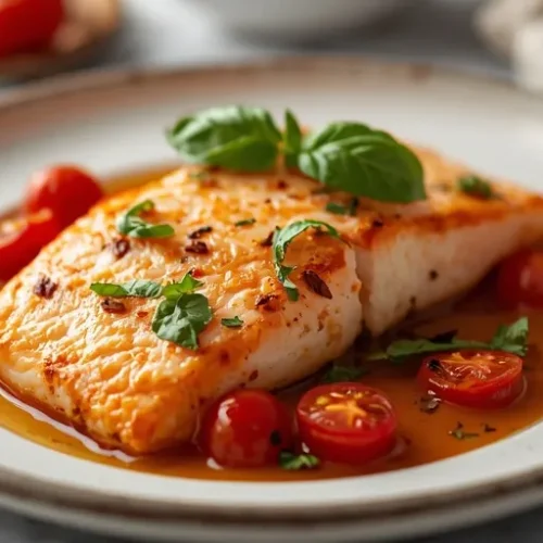 Skillet Salmon with Burst Cherry Tomatoes recipe